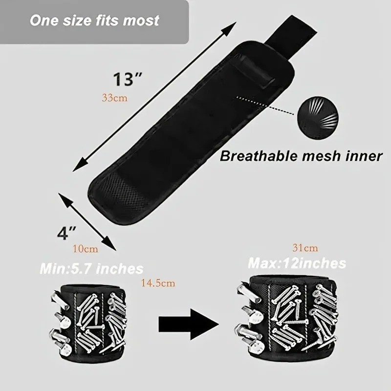 Magnetic Wristband Tool Belt with 15 Strong Magnets for Holder Holding Screws