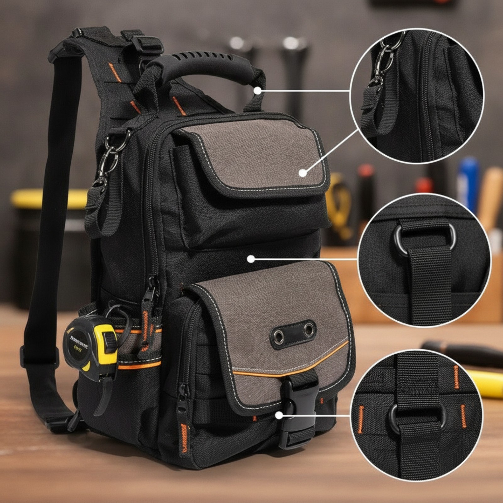 Multi-Pocket Tool Bag Heavy Duty Tool Bag with Shoulder Strap for Technicians