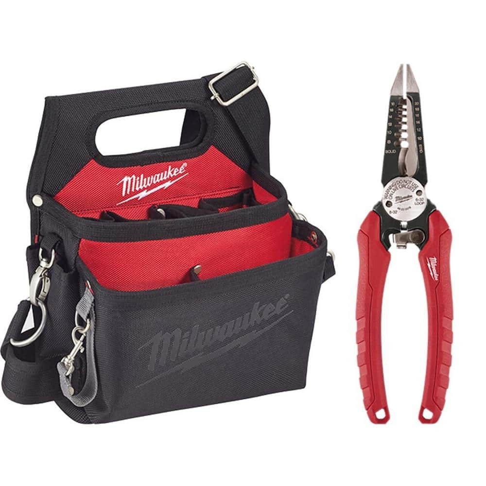 Milwaukee 15-Pocket Electricians Tool Holder & 6-in-1 Wire Stripper Pliers