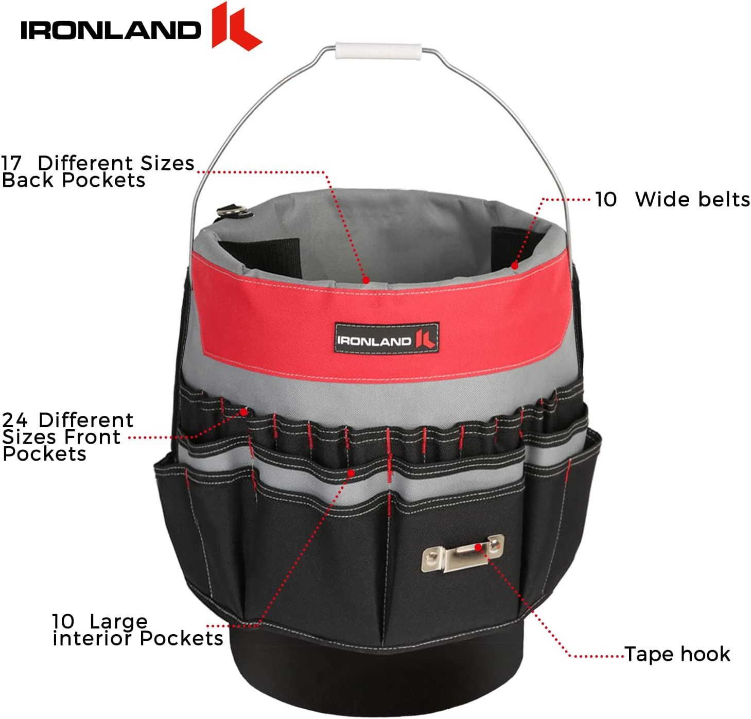 Bucket Tool Organizer Fit 3.5-5 Gallon Bucket, 51 Pockets, Bucket Tool Caddy Org