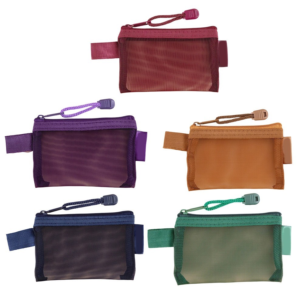 Small Zipper Mesh Nylon Bag for Makeup Earphone and Travel Essential Organizer