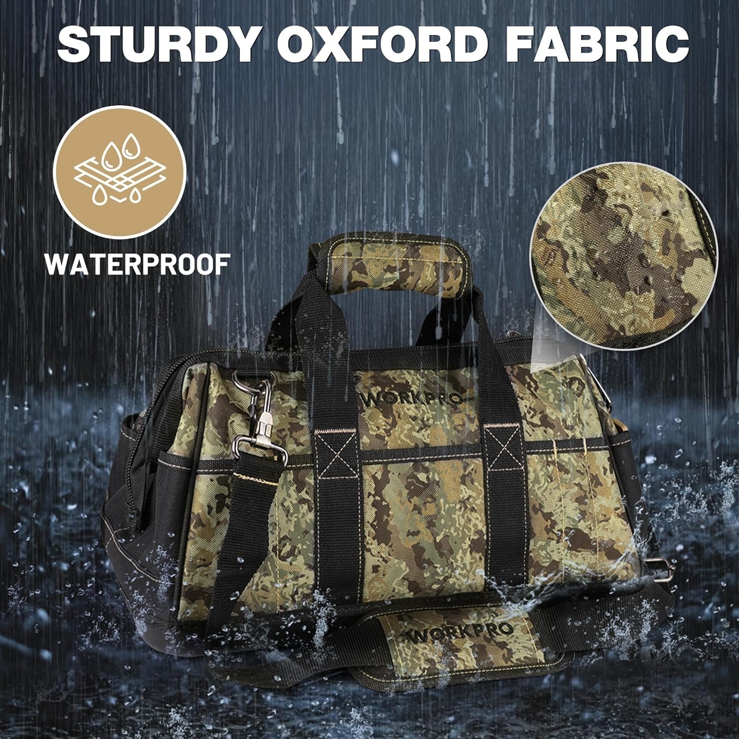 Adjustable Shoulder Strap Tool Bag with Waterproof Design and 33 lbs Capacity