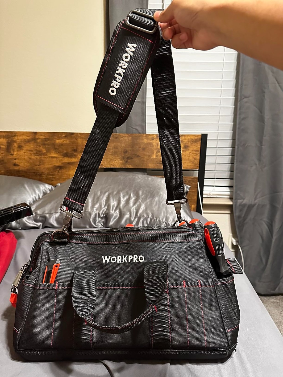16-inch Zipper Workshop Tool Bag Wide Mouth Heavy Duty Storage Shoulder Strap…