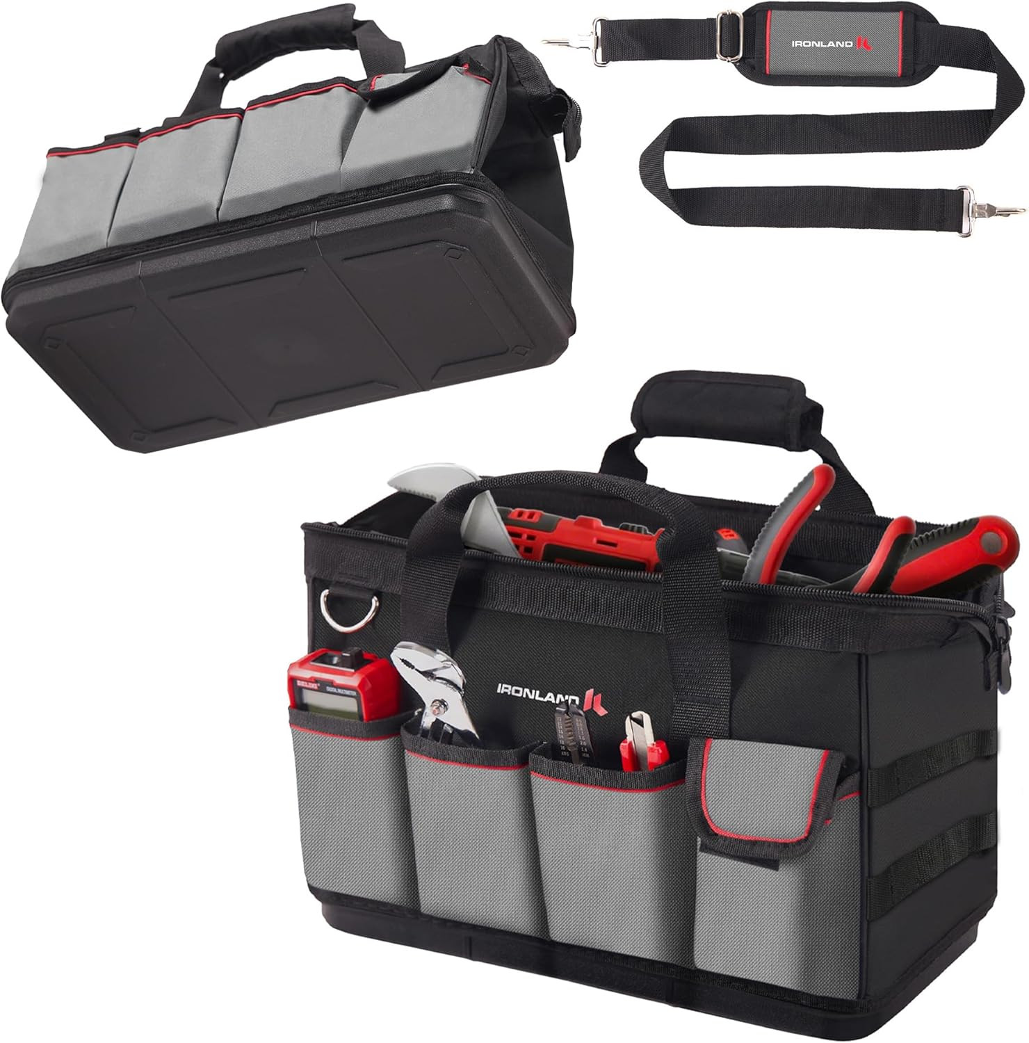 16.5 Inch Hard & Sturdy Bottom Tool Bag Organizer for Men, Waterproof Heavy Duty