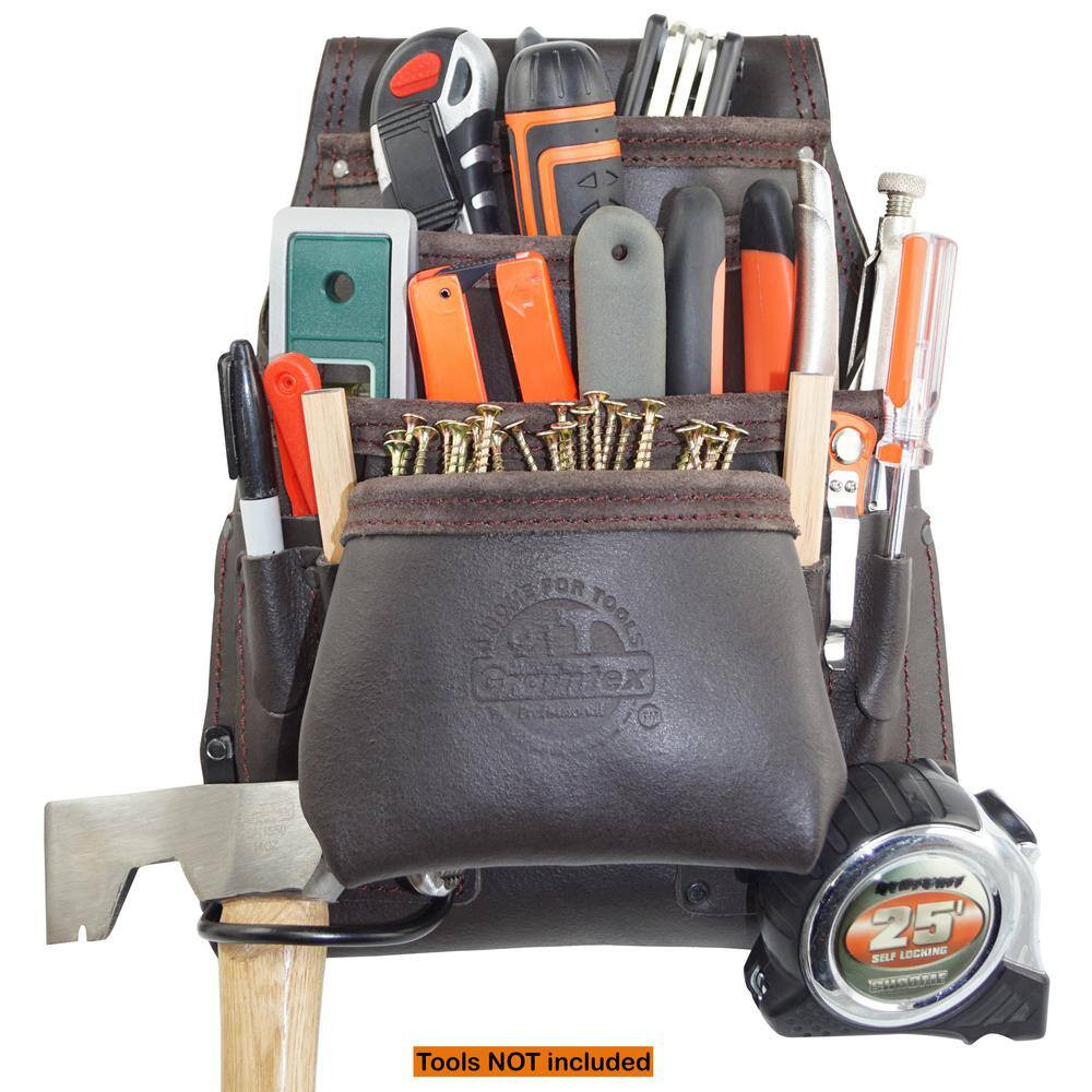 10-Pocket Oil Tanned Leather Nail and Tool Pouch Free Shipping New