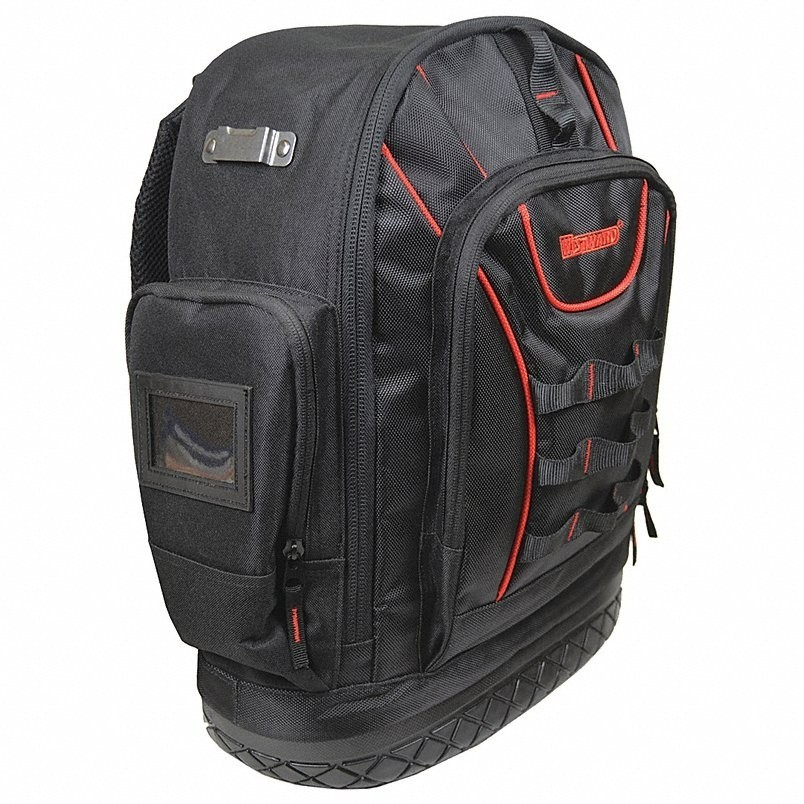 WESTWARD 32PJ49 Heavy Duty Tool Backpack Bag 19 Pockets Polyester Black NEW
