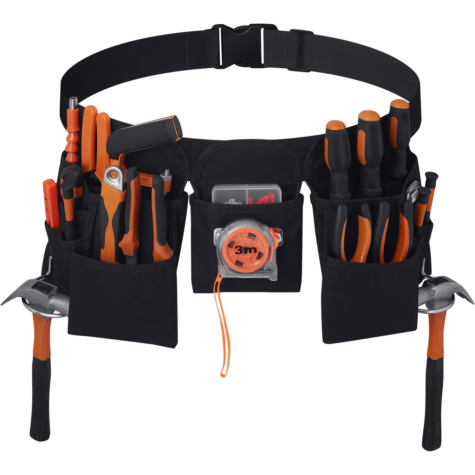 19 Pocket Tool Belt Quick Release Buckle Heavy Duty Adjustable Utility Black