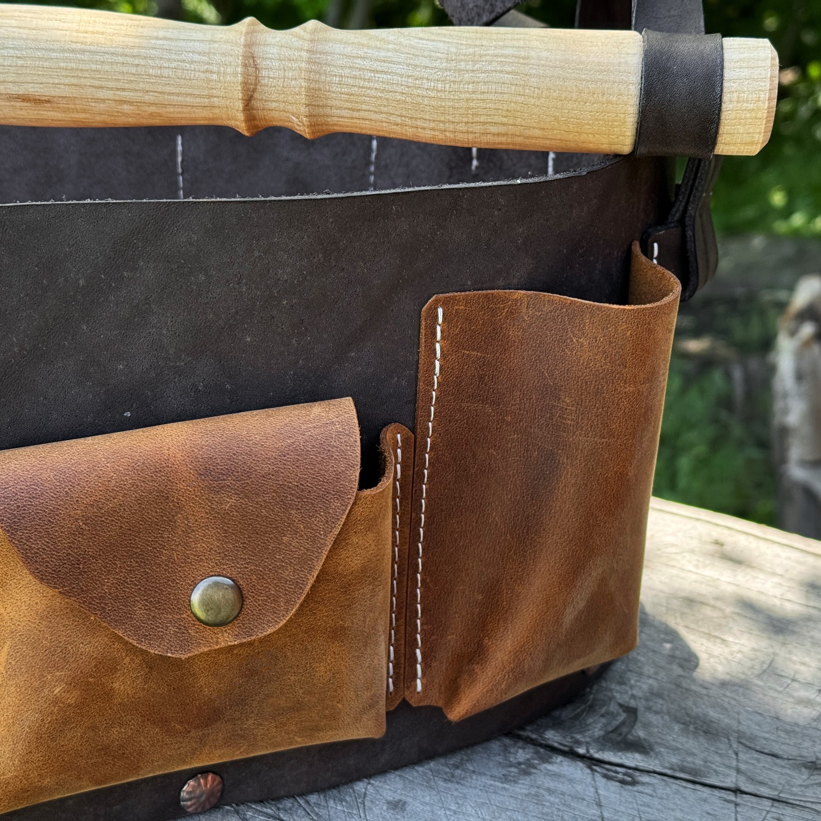 Genuine Leather Tool Organizer, Carry Bag for Woodworking and Garage Tools