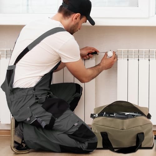 Khaki 12″ Large Wide Mouth Tool Bag – Small Organizer Bag