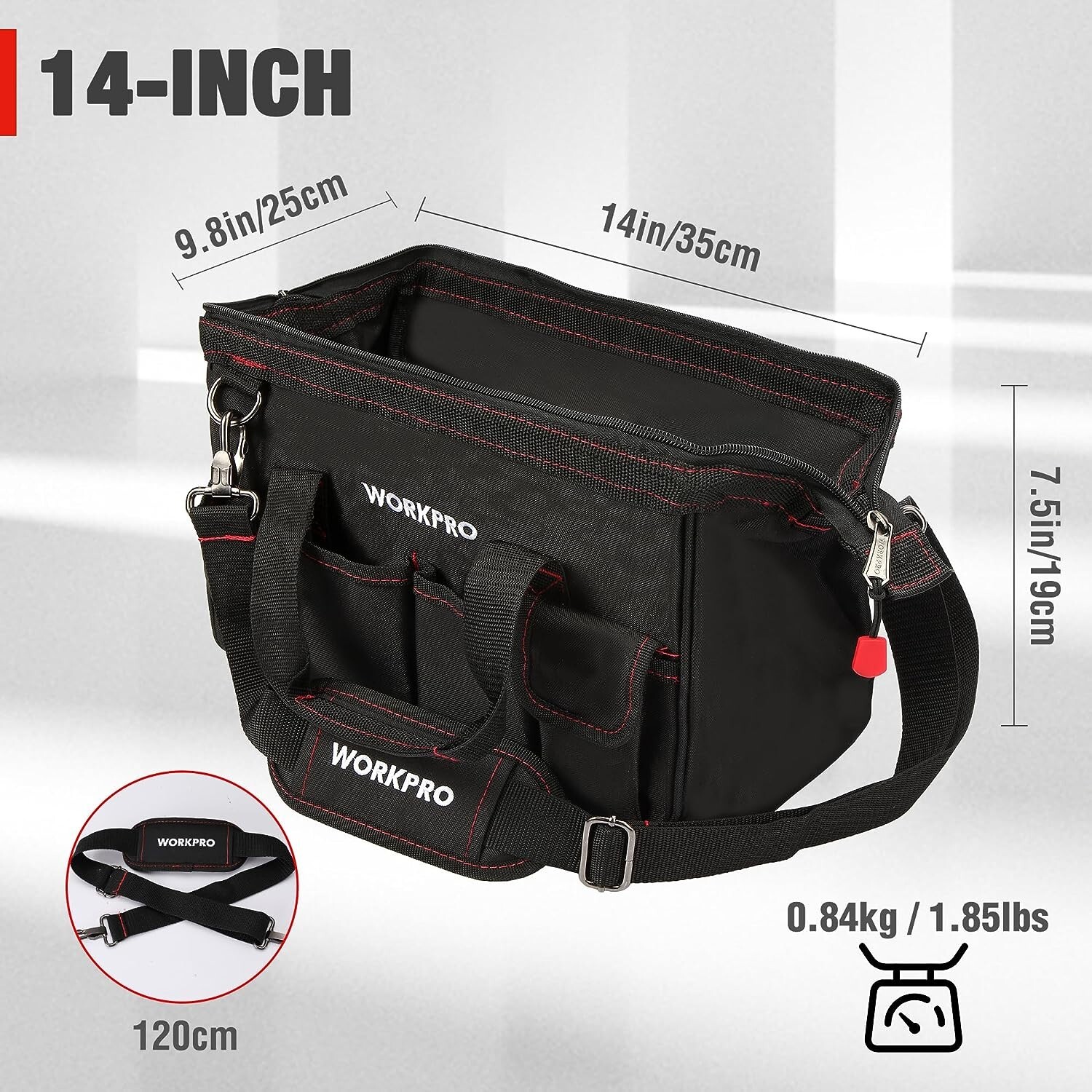 Professional Tool Organizer with Padded Handle & Adjustable Shoulder Strap