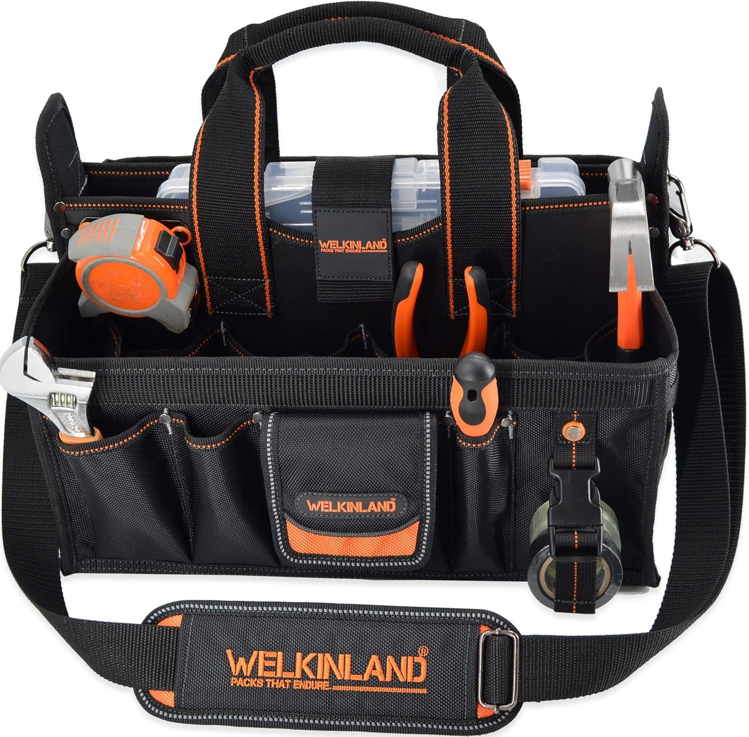 19-POCKETS Tool tote, HVAC tool bags organizer, Heavy-Duty