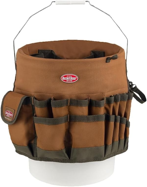 Round Portable Tool Organizer in Brown with 33 Compartments Fits 5 Gallon Bucket