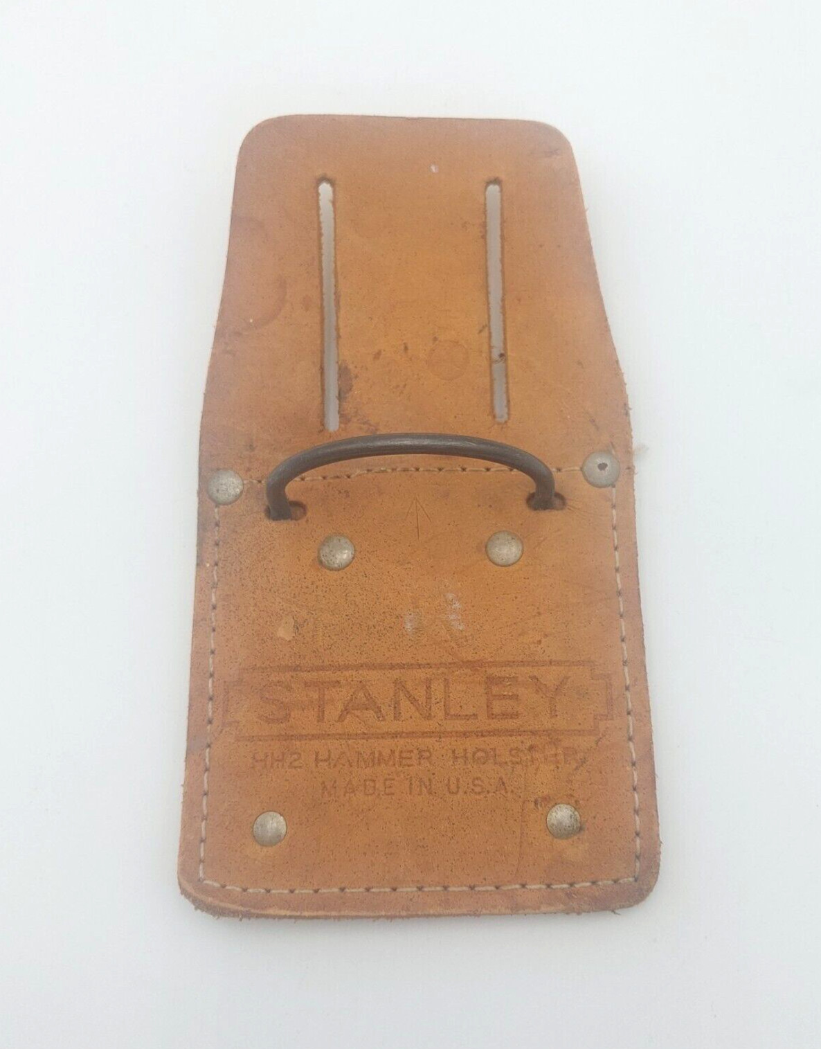 Vintage Stanley HH2 Hammer Holster for Tool Belt Tan Leather Made in USA