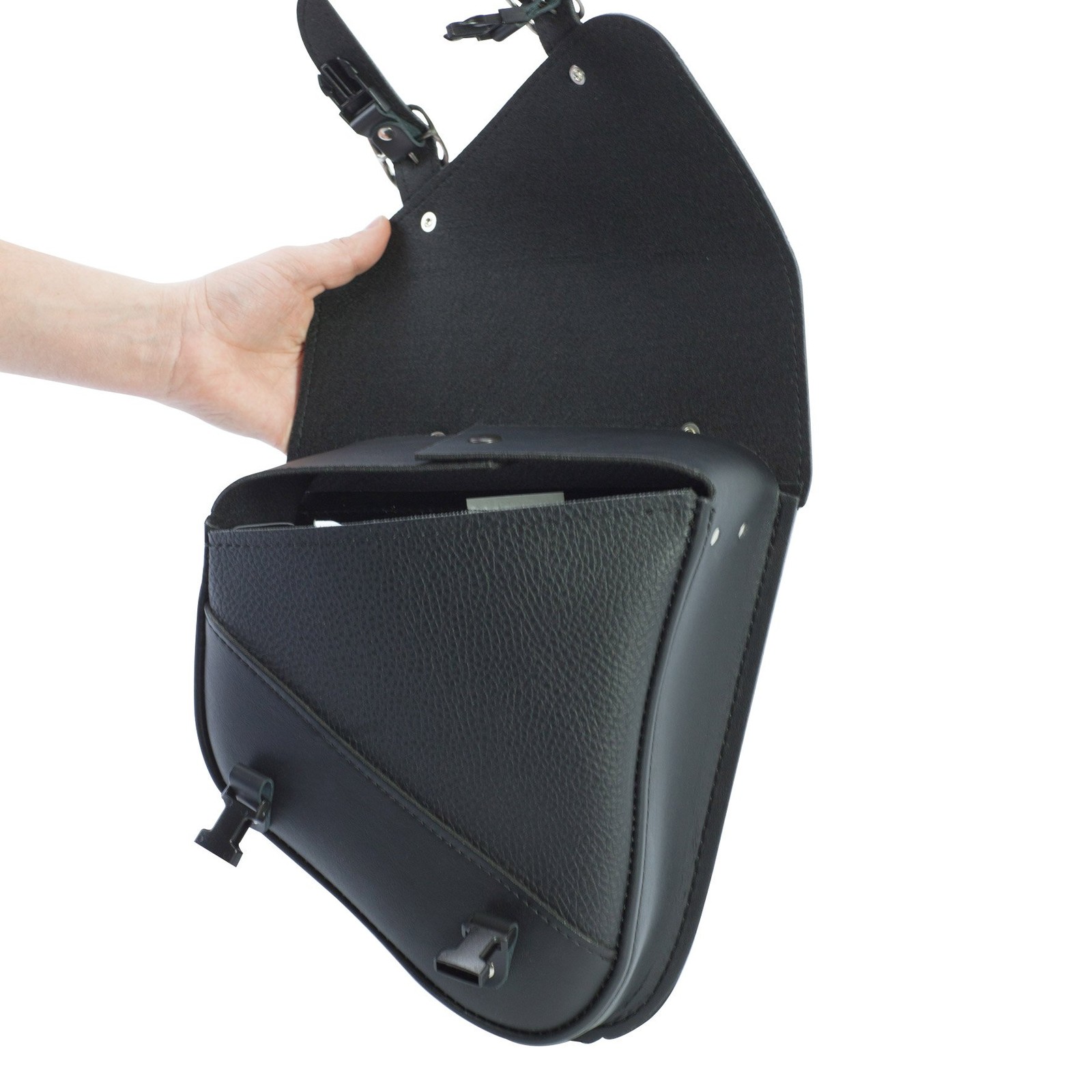 Willie & Max Black Synthetic Leather Small Motorcycle Swingarm Bag for Softail/T