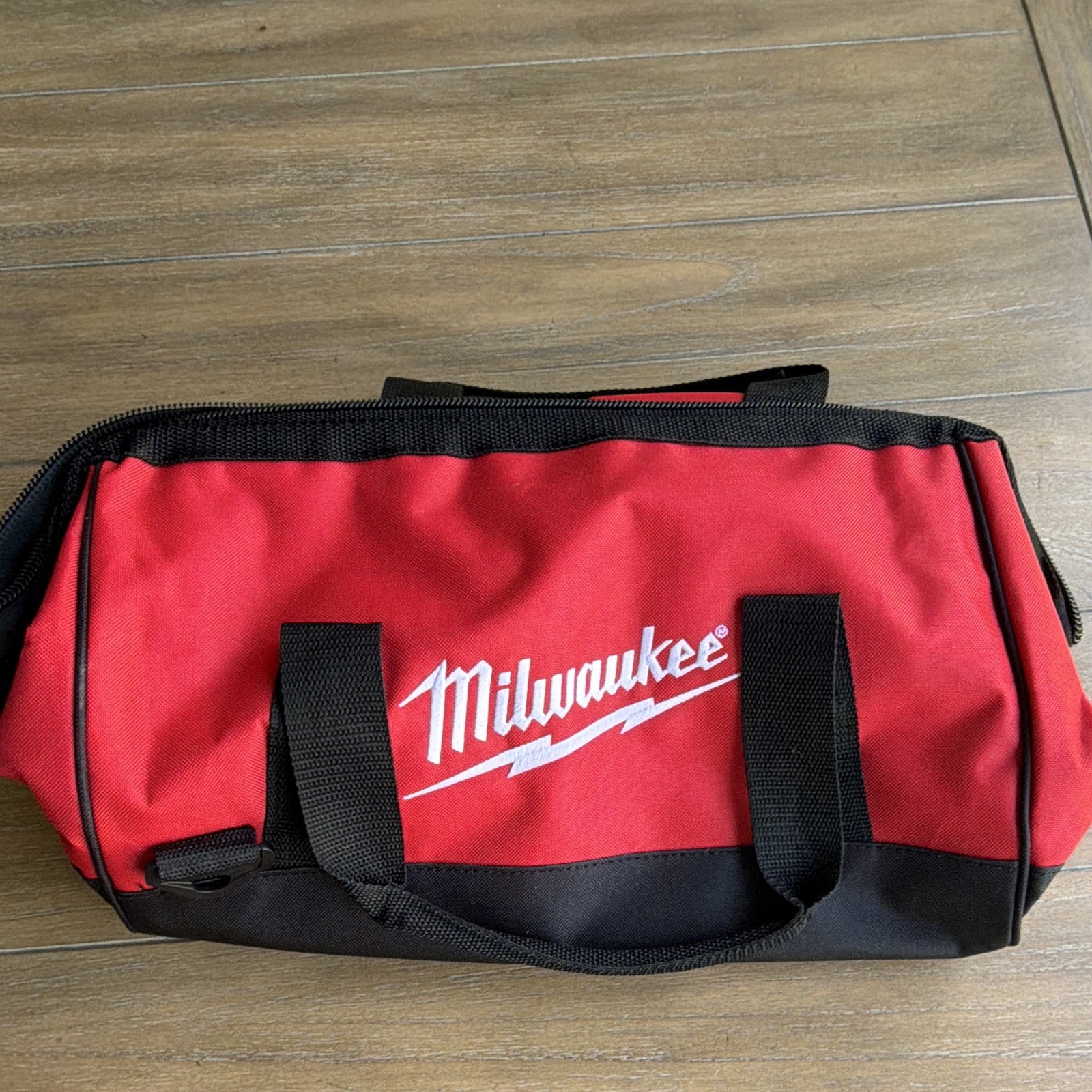 Milwaukee Red/Black Fabric Tool Bag, Zipper Closure, Carry Handles