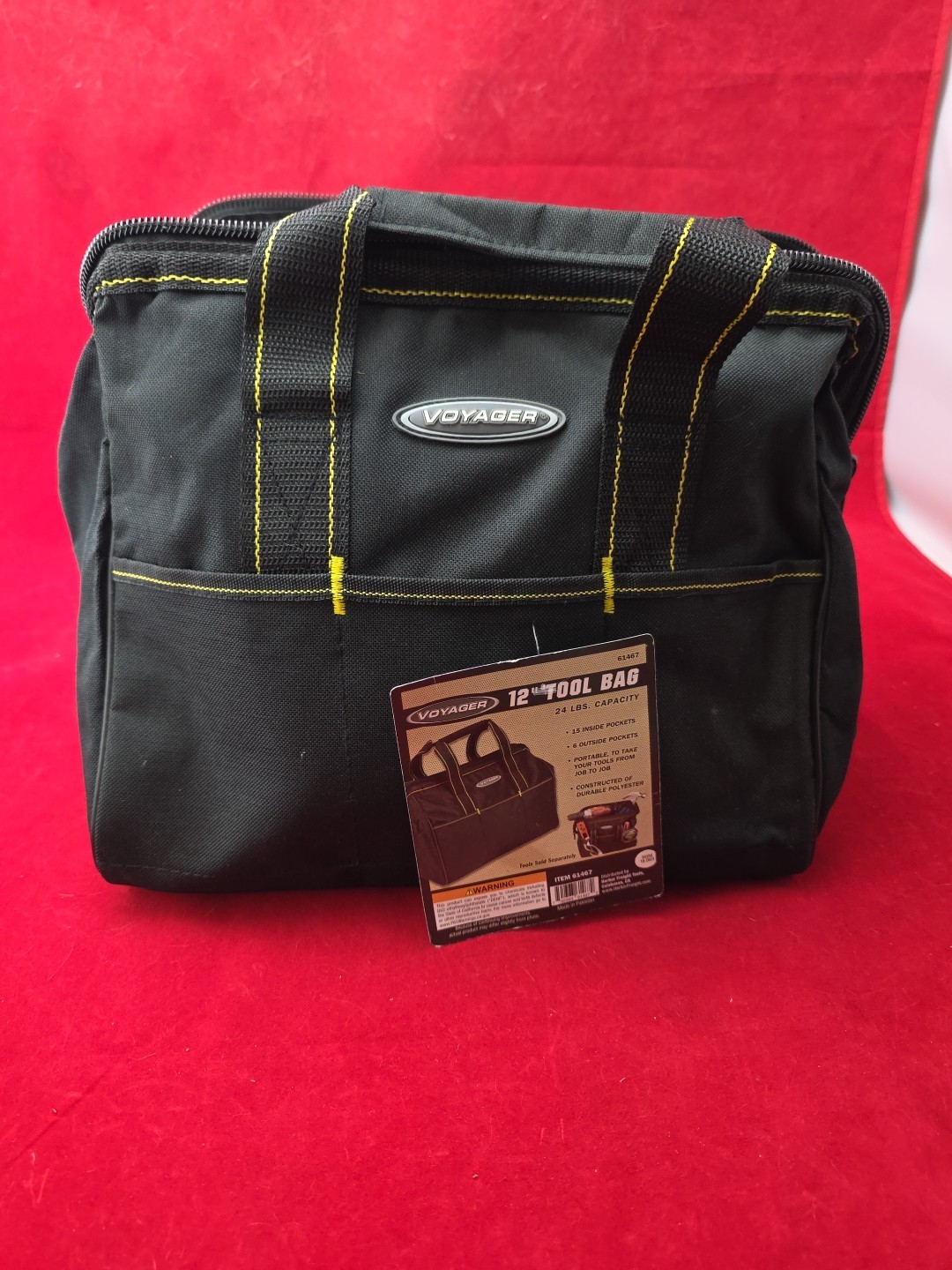 New Black Voyager 12″ Tote Tool Bag 24lbs Capacity 18 Pockets Carrying Bag