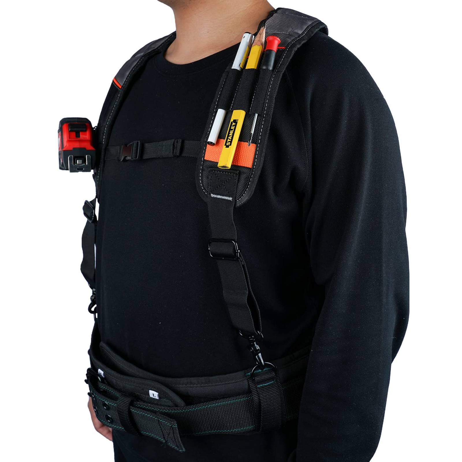 Tool Belt Suspenders Padded Work Suspender With Attachment Loops For Men Grey