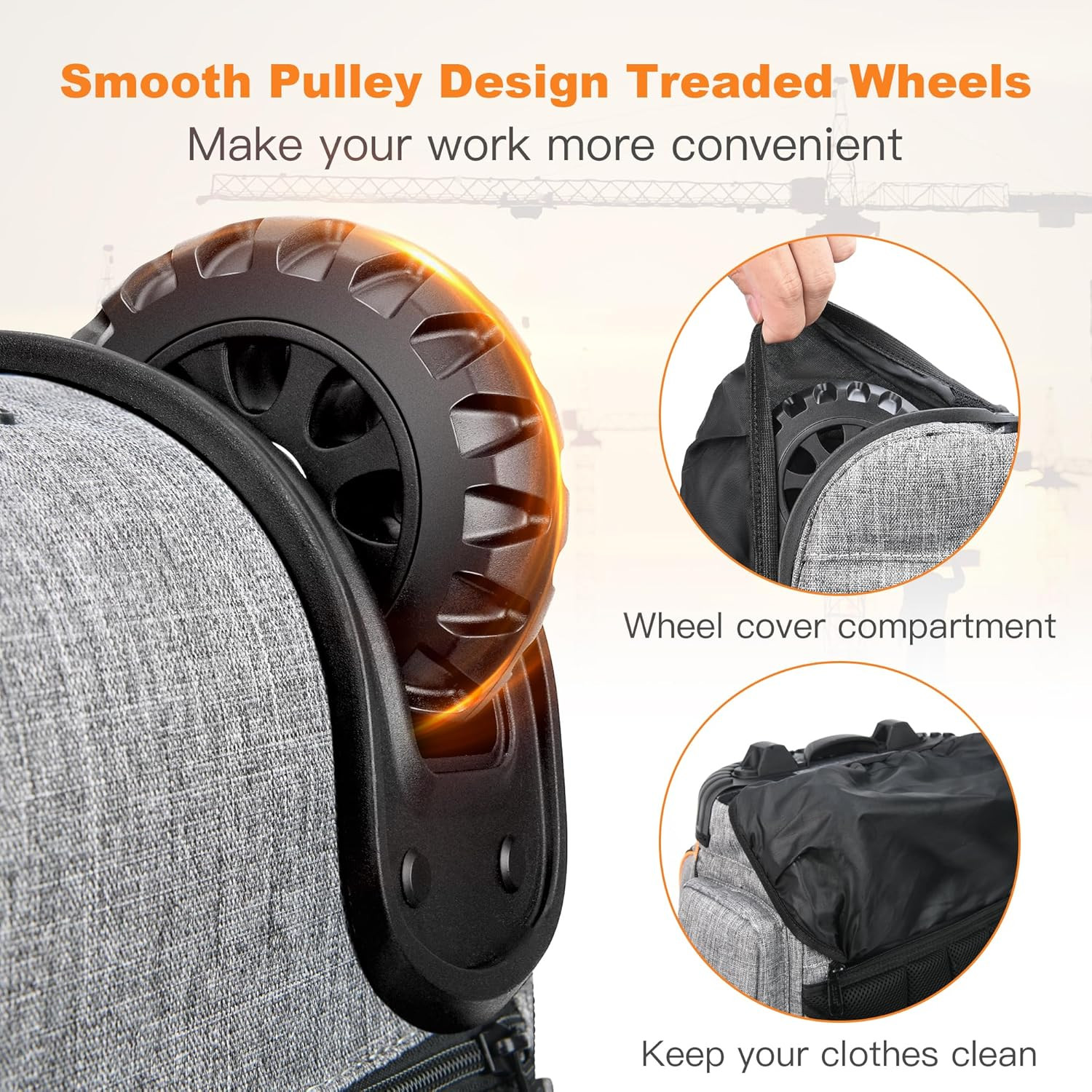 Heavy-Duty Rolling Tool Backpack with 75 Pockets for Electricians – Grey