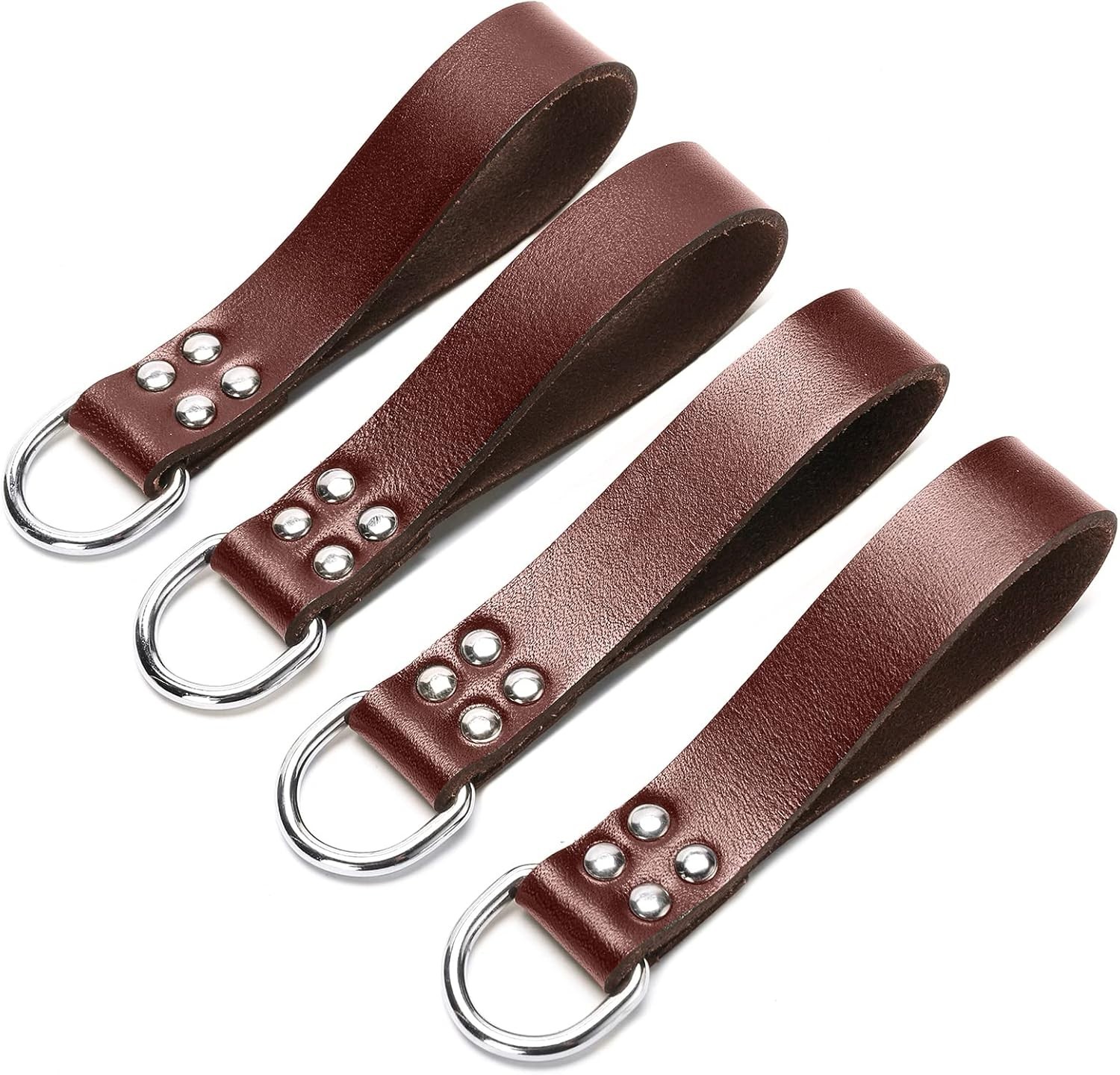 4-Piece Heavy Duty Leather Tool Belt Connectors Set – Universal Fit in Brown