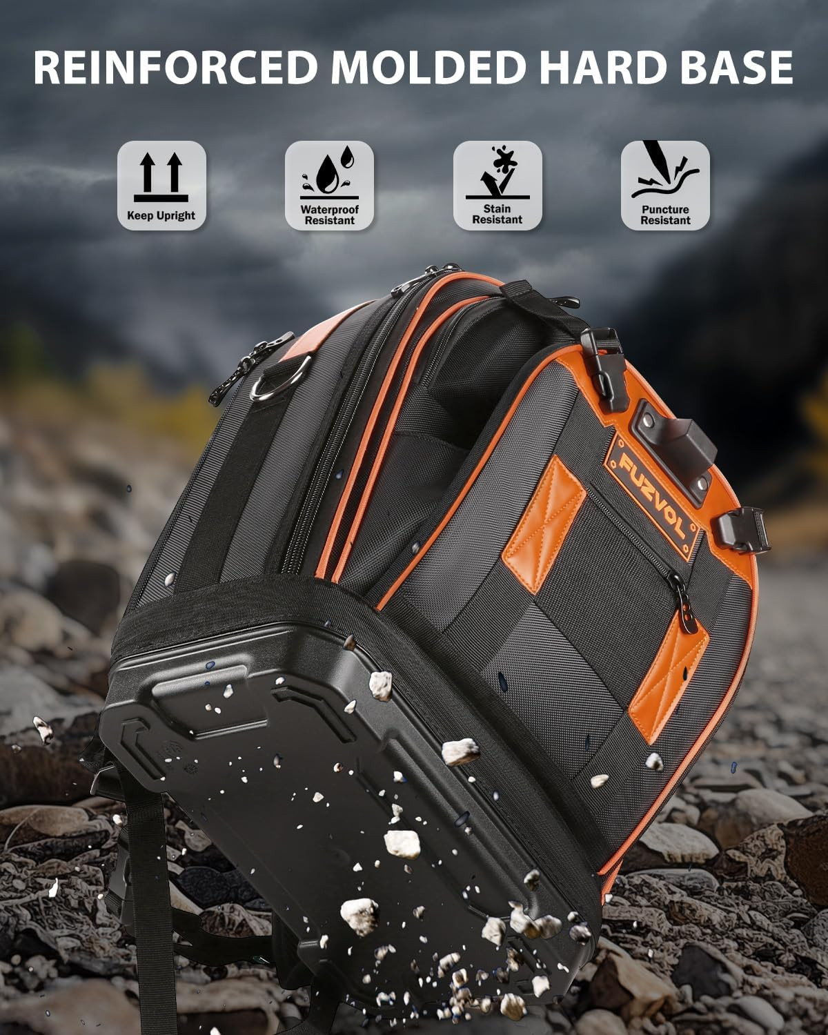 Heavy Duty Tool Backpack, 18-Inch Hard Shell Electrician Tool Bag, Full-Open Wor