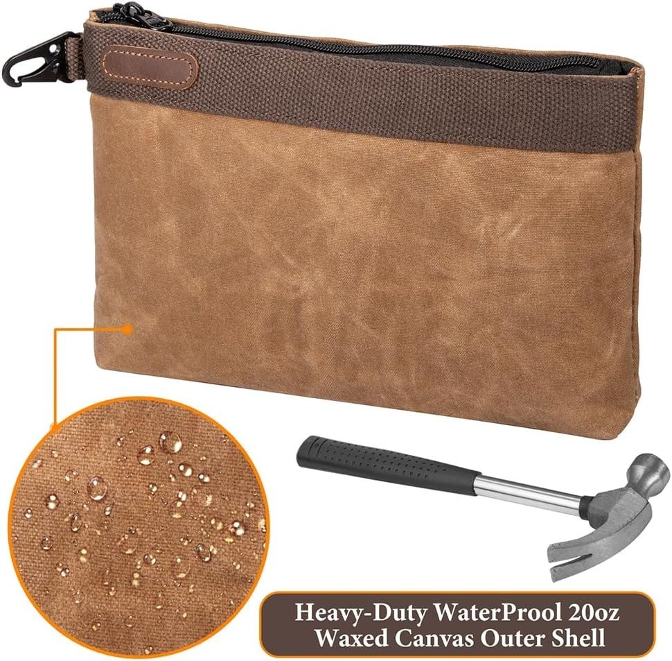 Waxed Canvas Tool Pouches 4 Pack – 11-Inch Heavy-Duty Zipper Tool Bags Set, W…