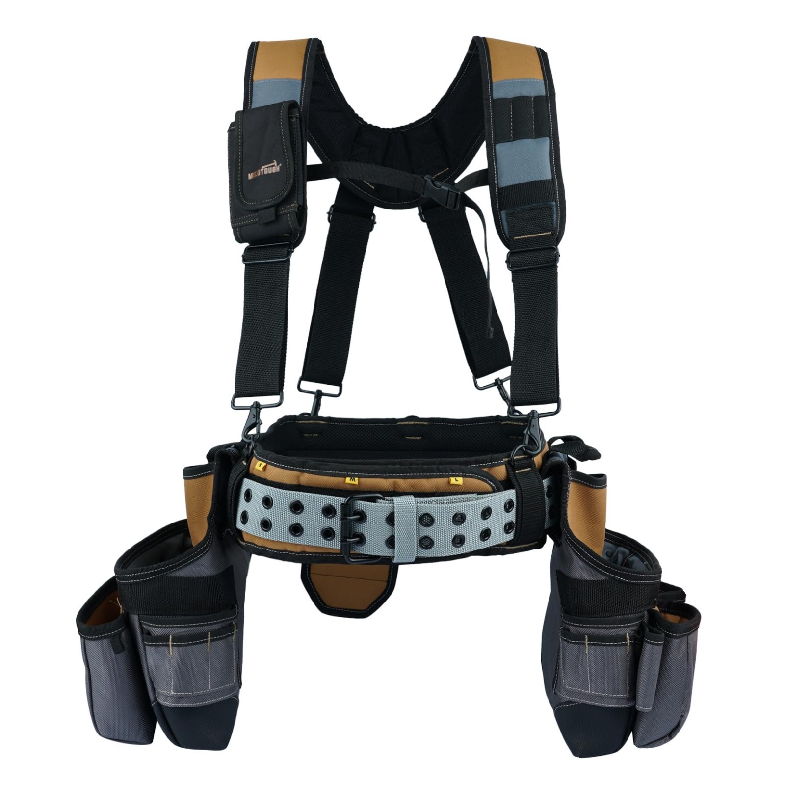 28-Pocket Heavy Duty Tool Belt with Padded Suspenders & Magnetic Holder – Perfec