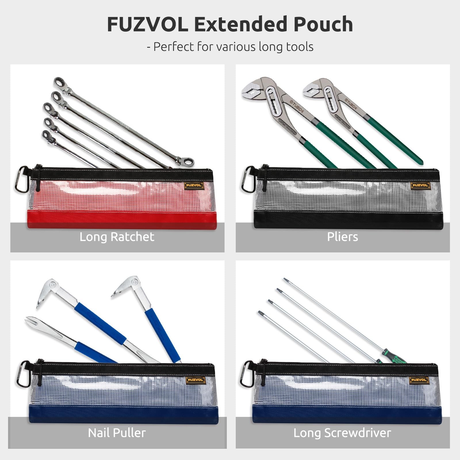 3 Pack Clear Tool Pouch 14 Long Tool Bag Small Zipper See Through Bag