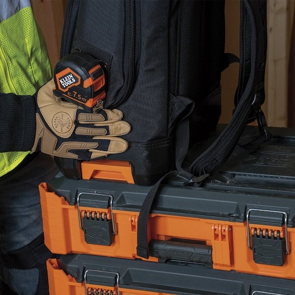 Klein Tools 62201Mb Tool Backpack, Black/Orange, 1680D Ballistic Weave Body;