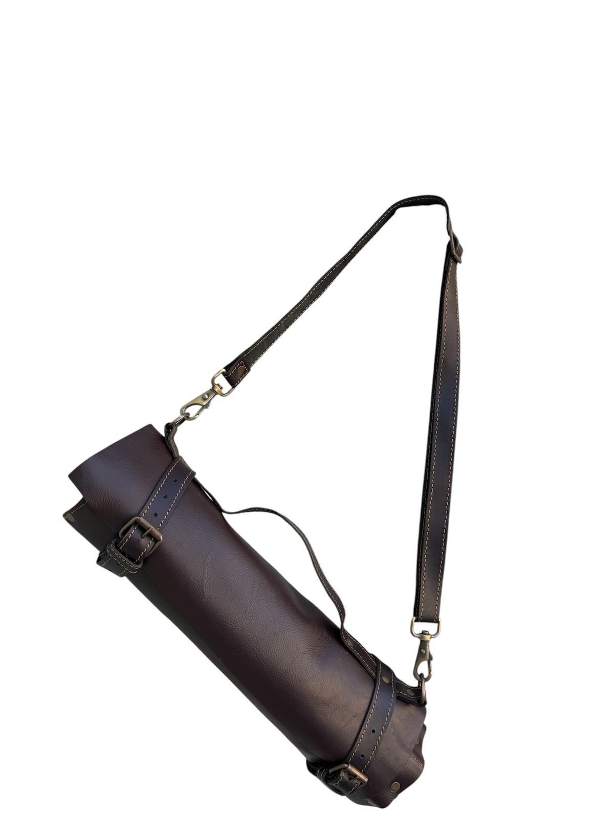 Cowhide Leather Chef knife Roll Bag Portable Storage for Tools Adjustable Strap