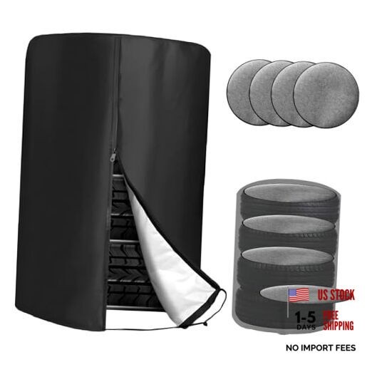 Tire Cover with 4 Felt Pads, Waterproof 420D Oxford Spare Tire 1pcs with Pads