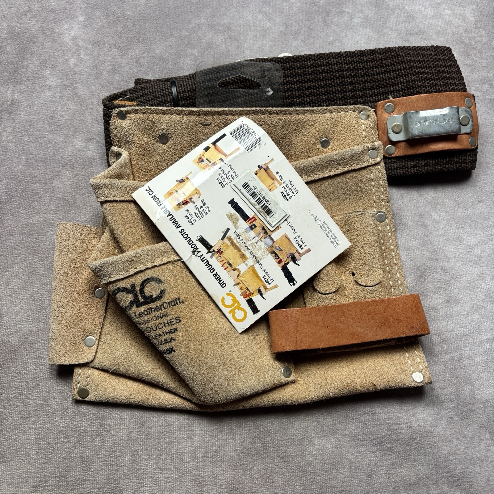 CLC 6 Pocket Single-Sided Work Apron Tool Belt Pouch Carpenter Leather Suede