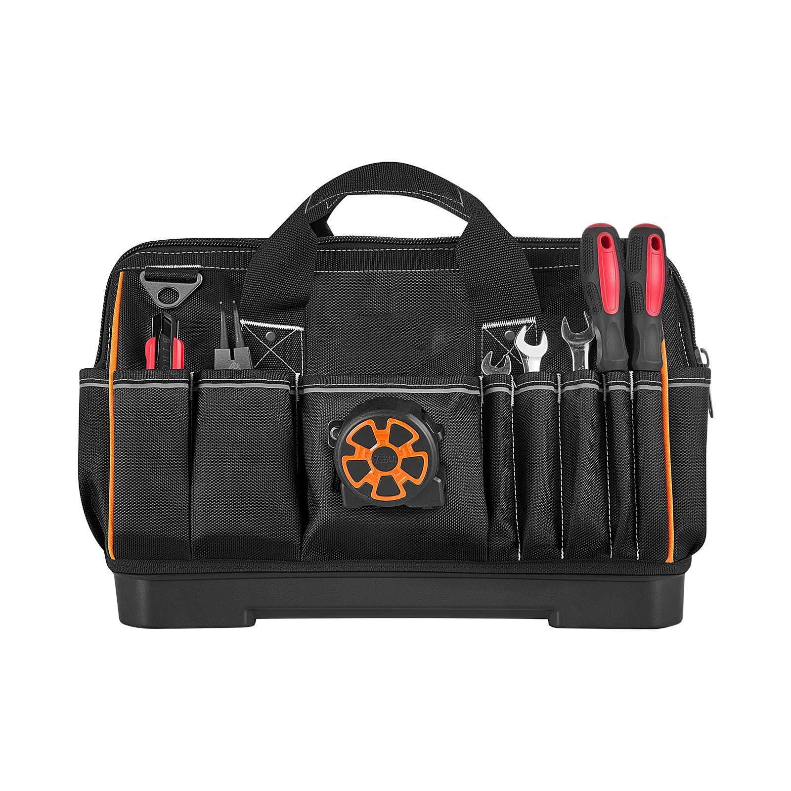 16in Heavy Duty Tool Bag 33 Pockets 50lb Capacity Waterproof Base