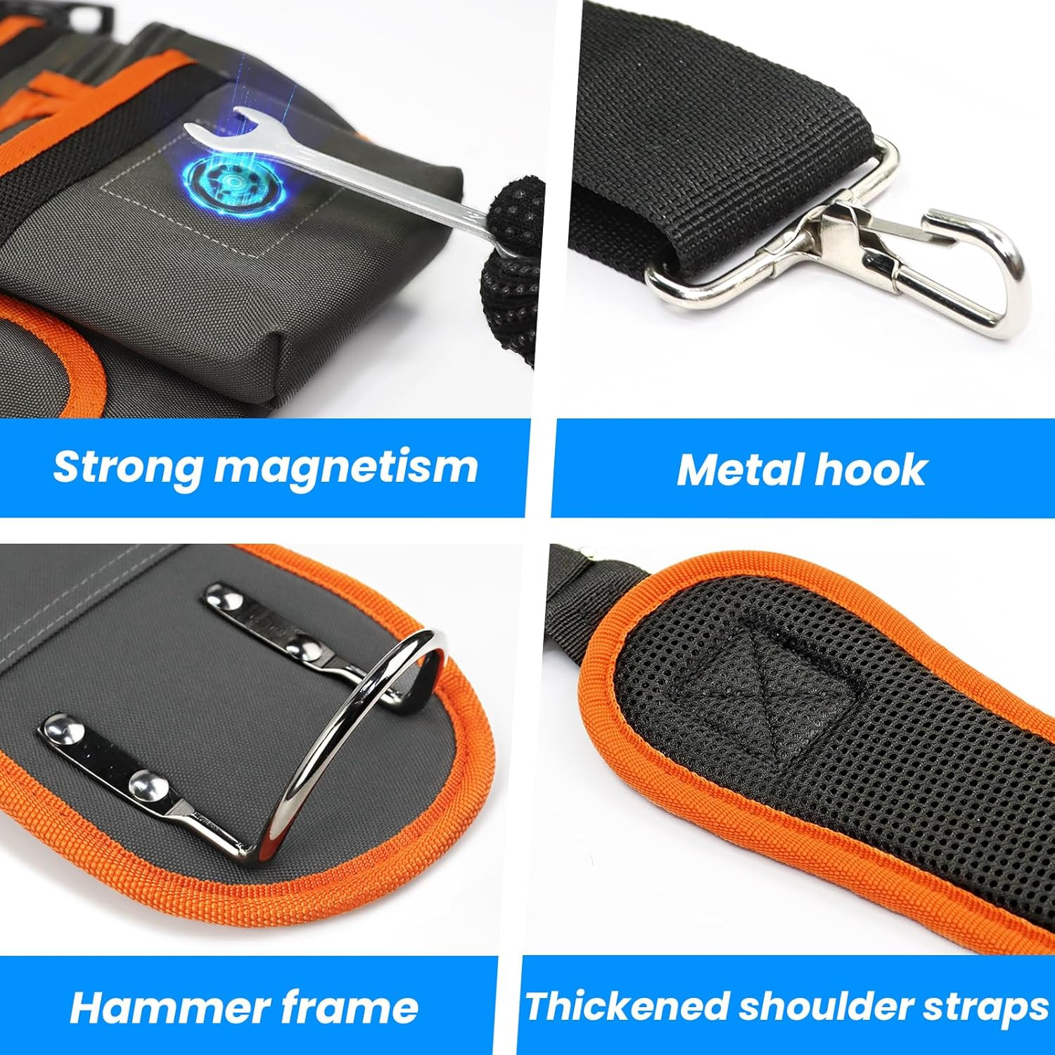 Tool Belt, Professional Tool Belts for Men, Magnetic Tool Pouch with Suspenders,