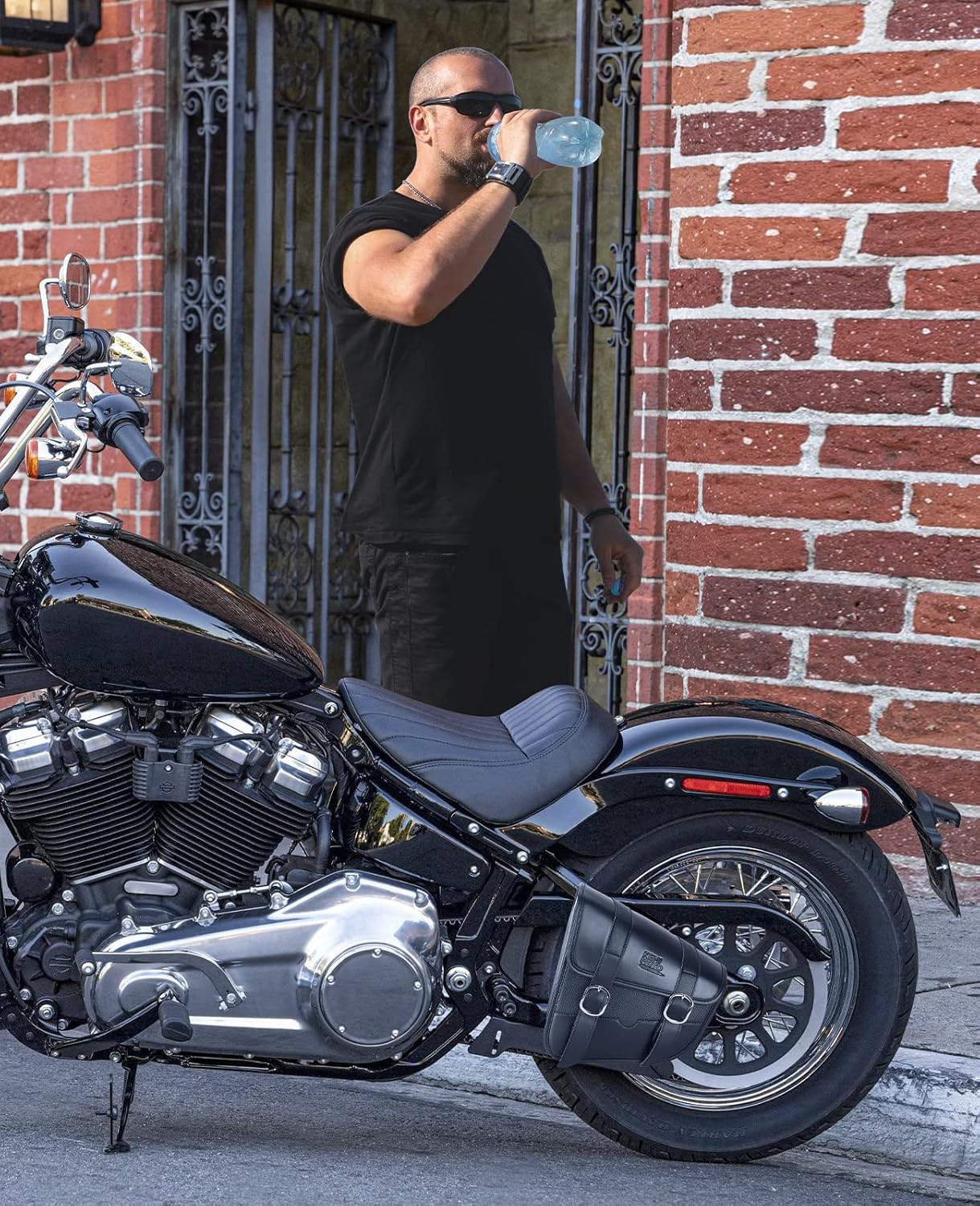 Motorcycle Swingarm Bag, Left Side Solo Bags Swing Arm Bags with Synthetic Leath