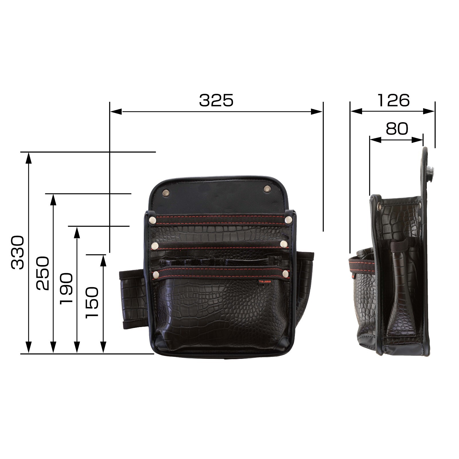 TAJIMA Tools Detachable Synthetic leather Capenters Pouch Seff twin hooks Japan