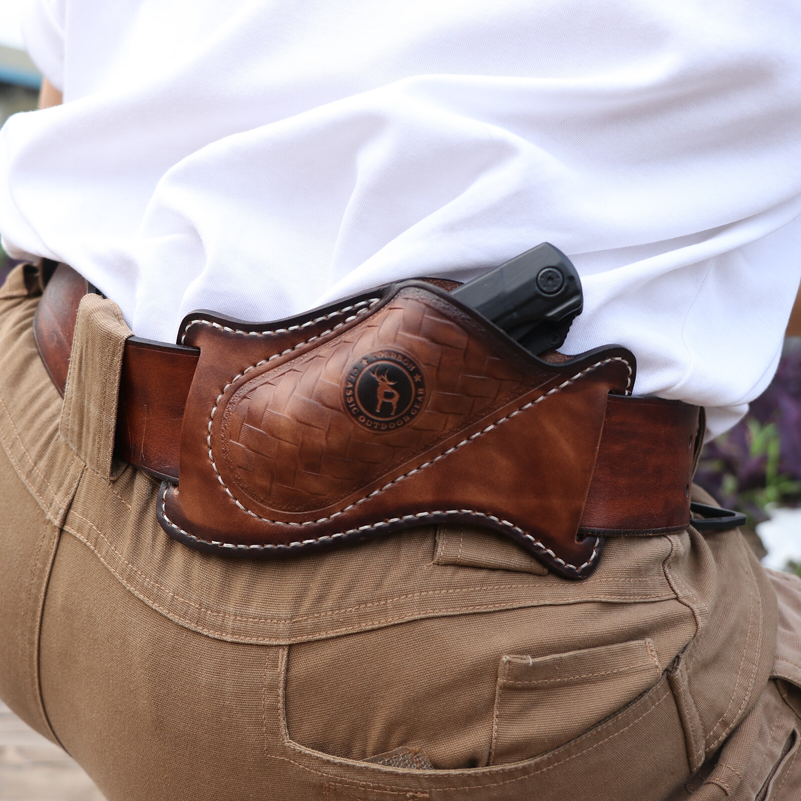 TOURBON Leather Sheath for Camping Knife – Belt Holster Pouch for EDC Pocket