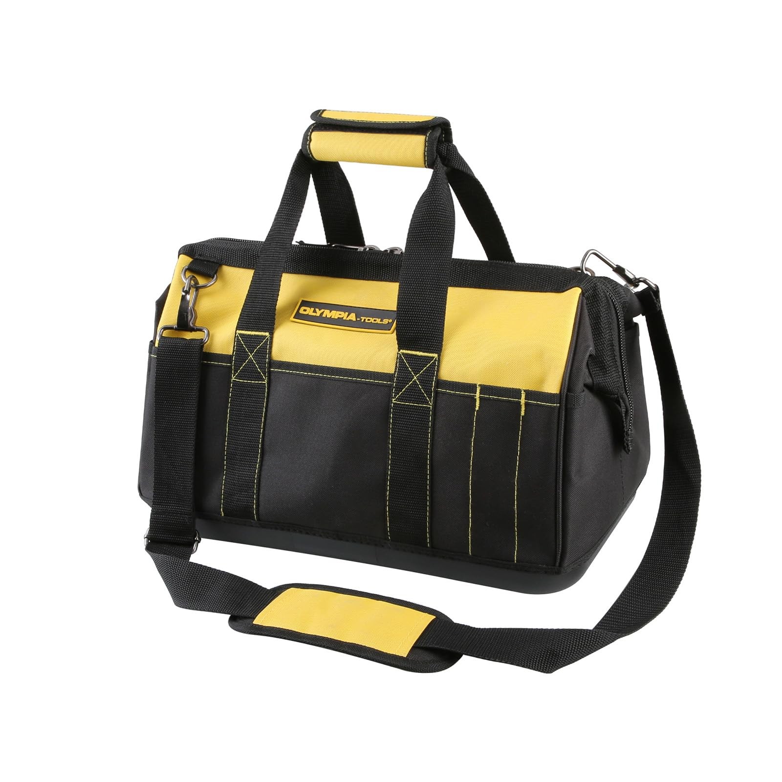 S 16 Inch Wide Mouth Tool Bag Molded Waterproof Base With 21 Pockets And 7 Belt