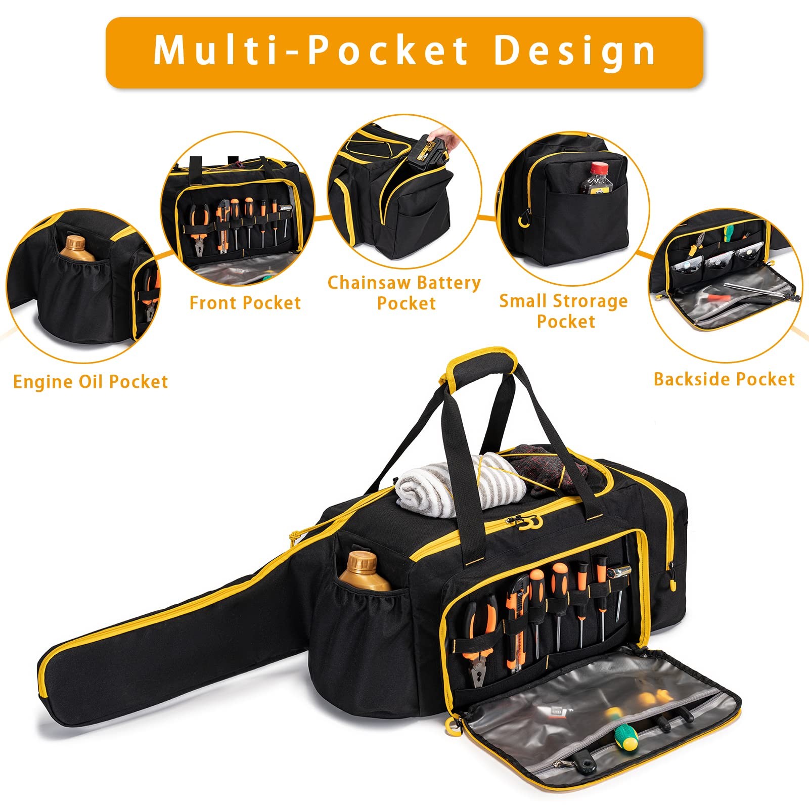 Chainsaw Case, Durable Chainsaw Bag with Removable Spill-proof & Wipe-clean T…