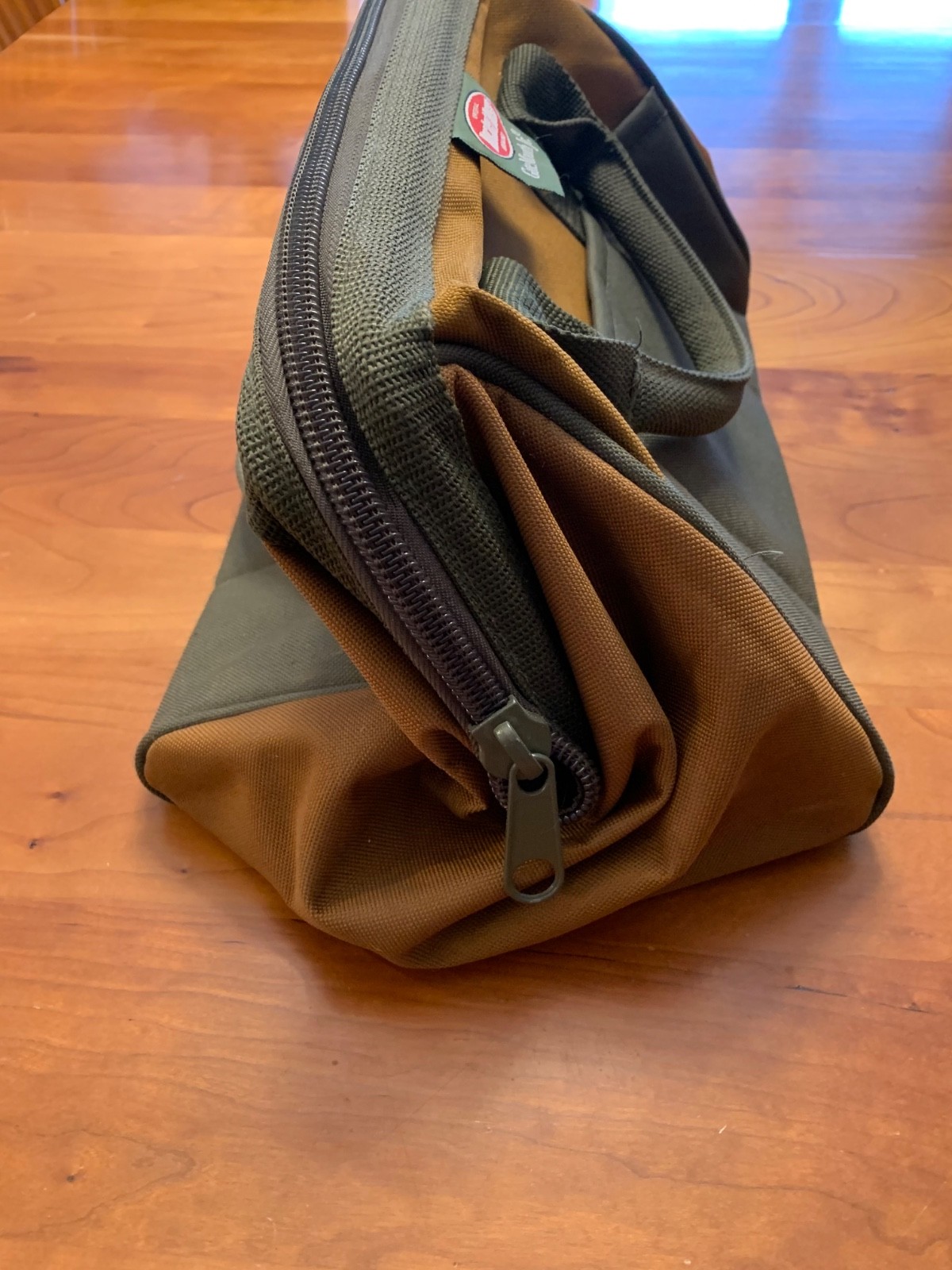 Bucket Boss Gate Mouth Jr. 13″ Brown & Green Canvas Zippered Tool Bag / Tote