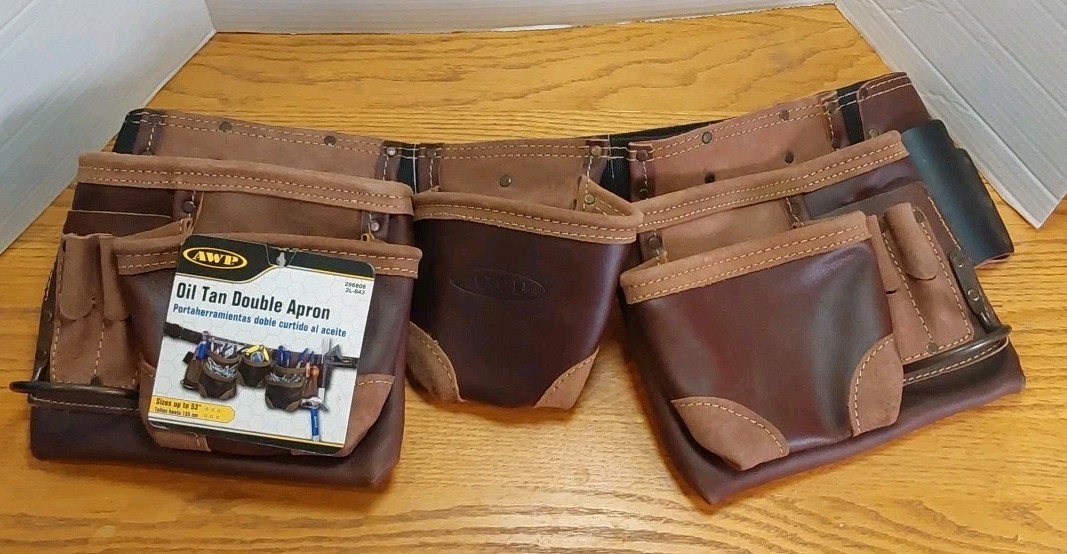 AWP Oil Tan Leather Double Apron Tool Belt 296808 2L-843 New with tags NWT
