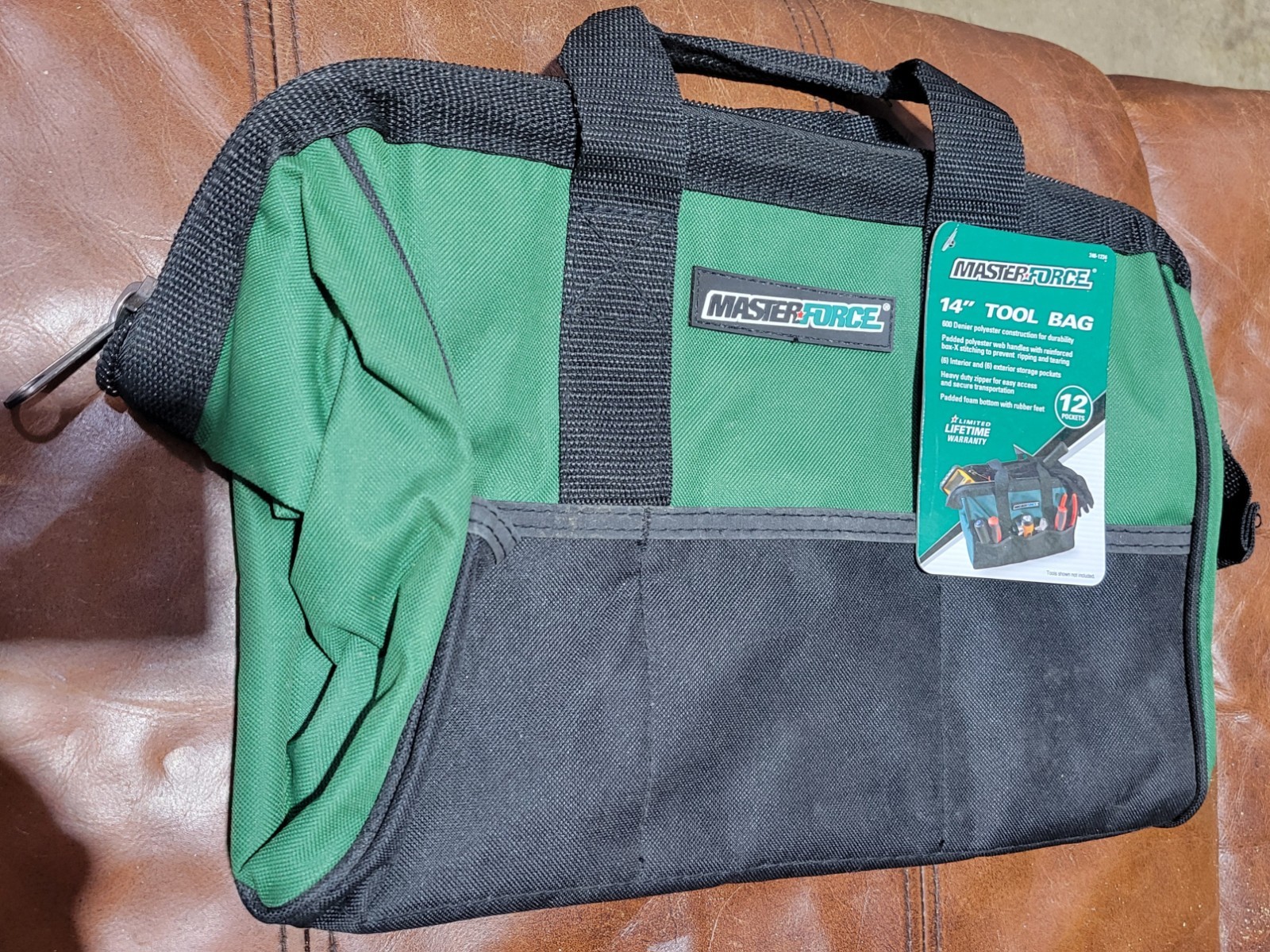Masterforce 14″ Tool Bag New With Tag Green / Black 12 Pocket
