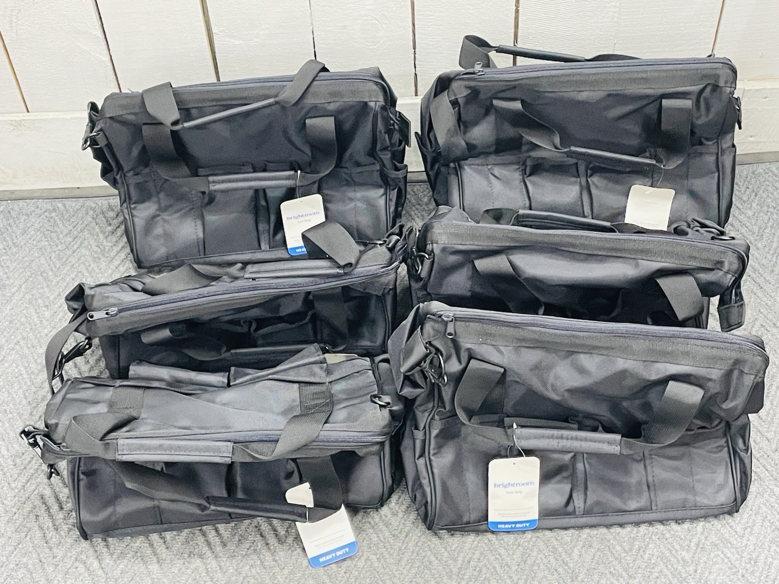 6 Pack Bulk Brightroom Heavy Duty Tool Bag Removable Carry Strap Black Storage