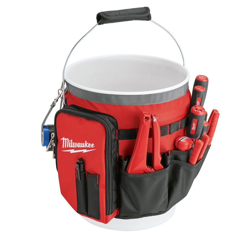 Milwaukee 48-22-8175 10-Inch Open Bucket Organizer Bag, 32 Exterior Wrap Pockets