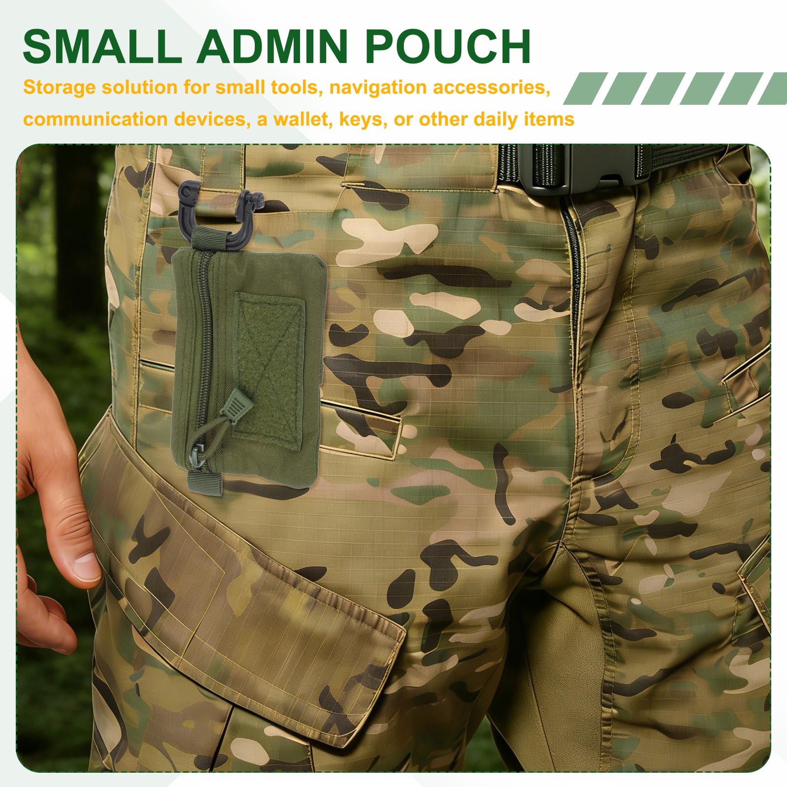 Small Admin Pouch, Nylon Zipper Pouch 5.3″x4.1″ & Camouflage Color & 2Pcs