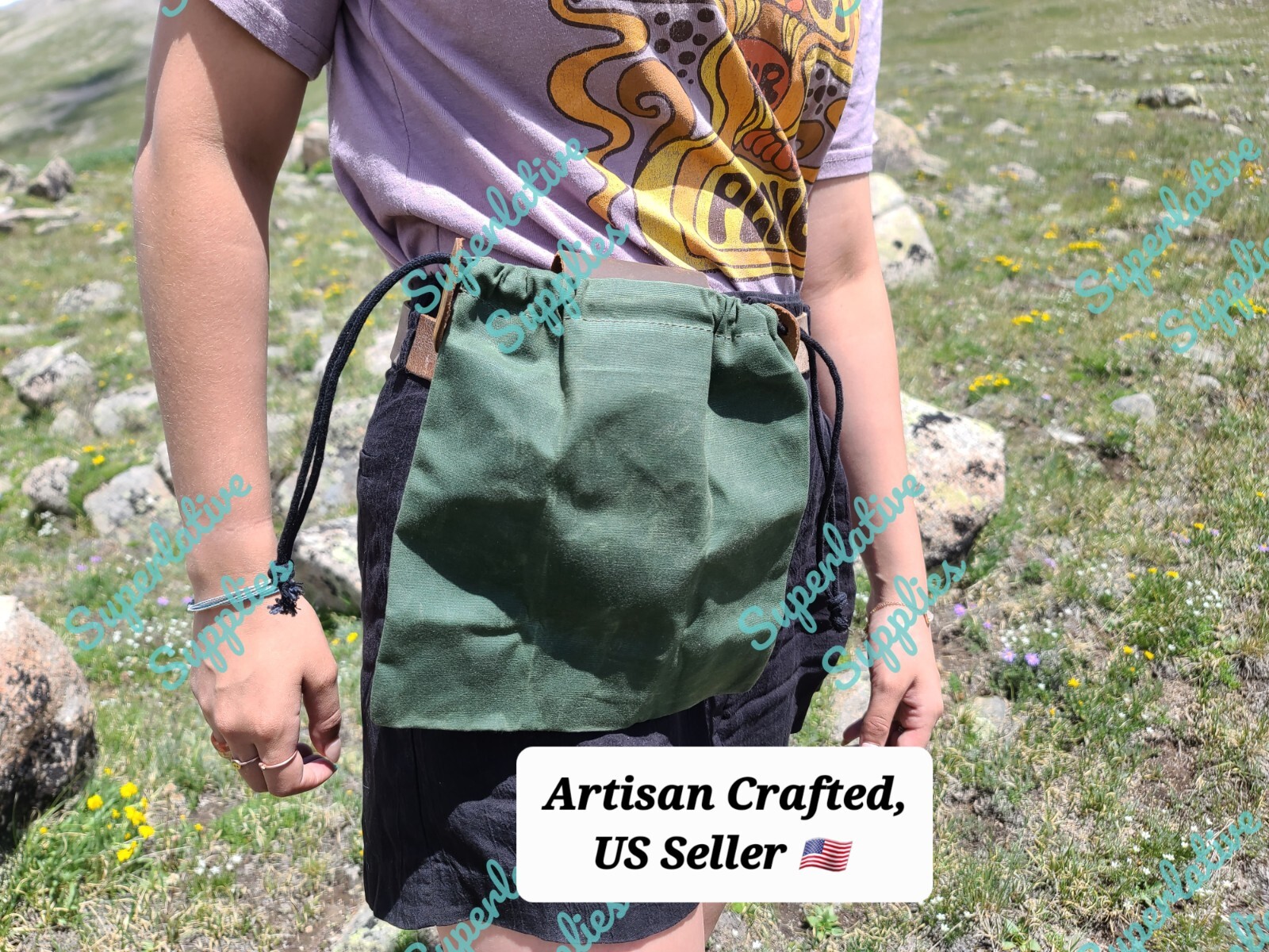 Premier Canvas Drawstring Bag Trail Pouch Foraging Hiking Camping Walking Hike