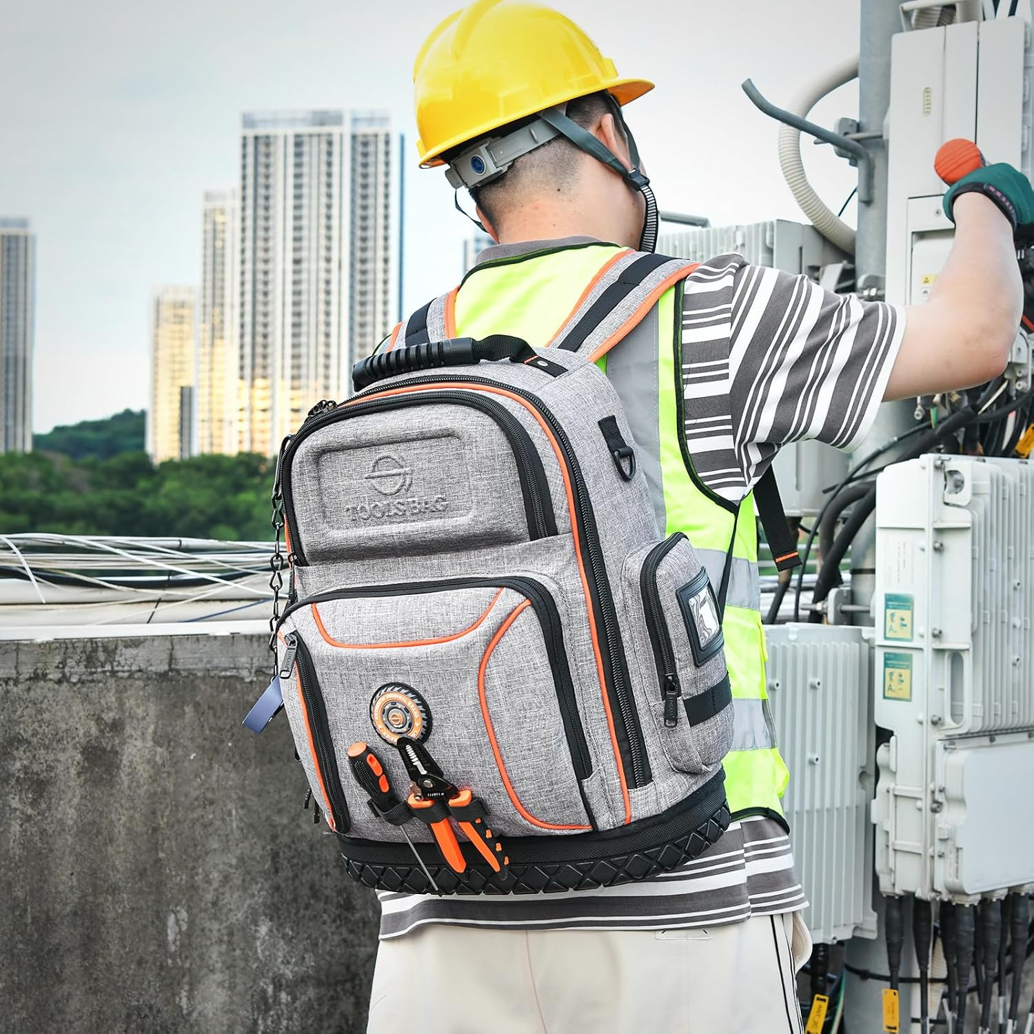 Tool Bag Backpack, 75 Pockets & Loops Heavy Duty Tools Organizer Bags/Hvac Tool