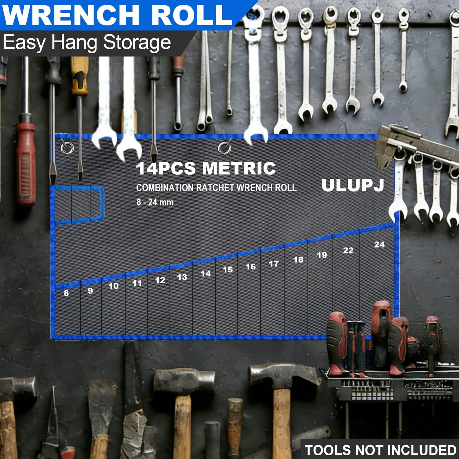 2PCS Wrench Roll, Wrench Organizer Roll Up Pouch, HeavyDuty Tool Pouch Bag