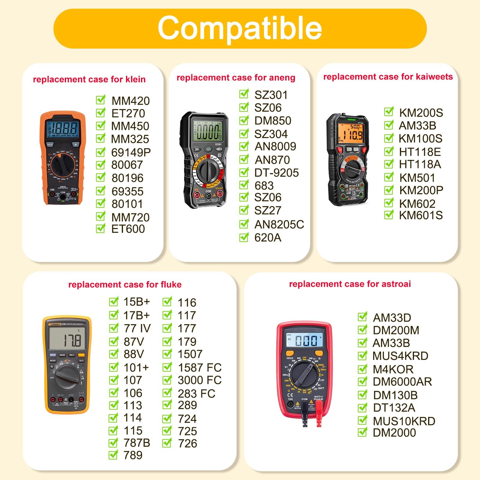 Csdwell Hard Multimeter Carrying Case Compatible Fluke Klein Astroai Kaiweets