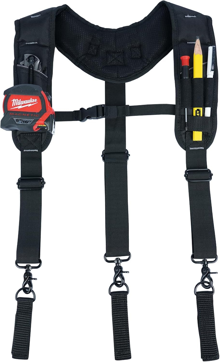 Tool Belt Suspenders,Heavy Duty 3-Points Padded Construction Work Pouch Suspende