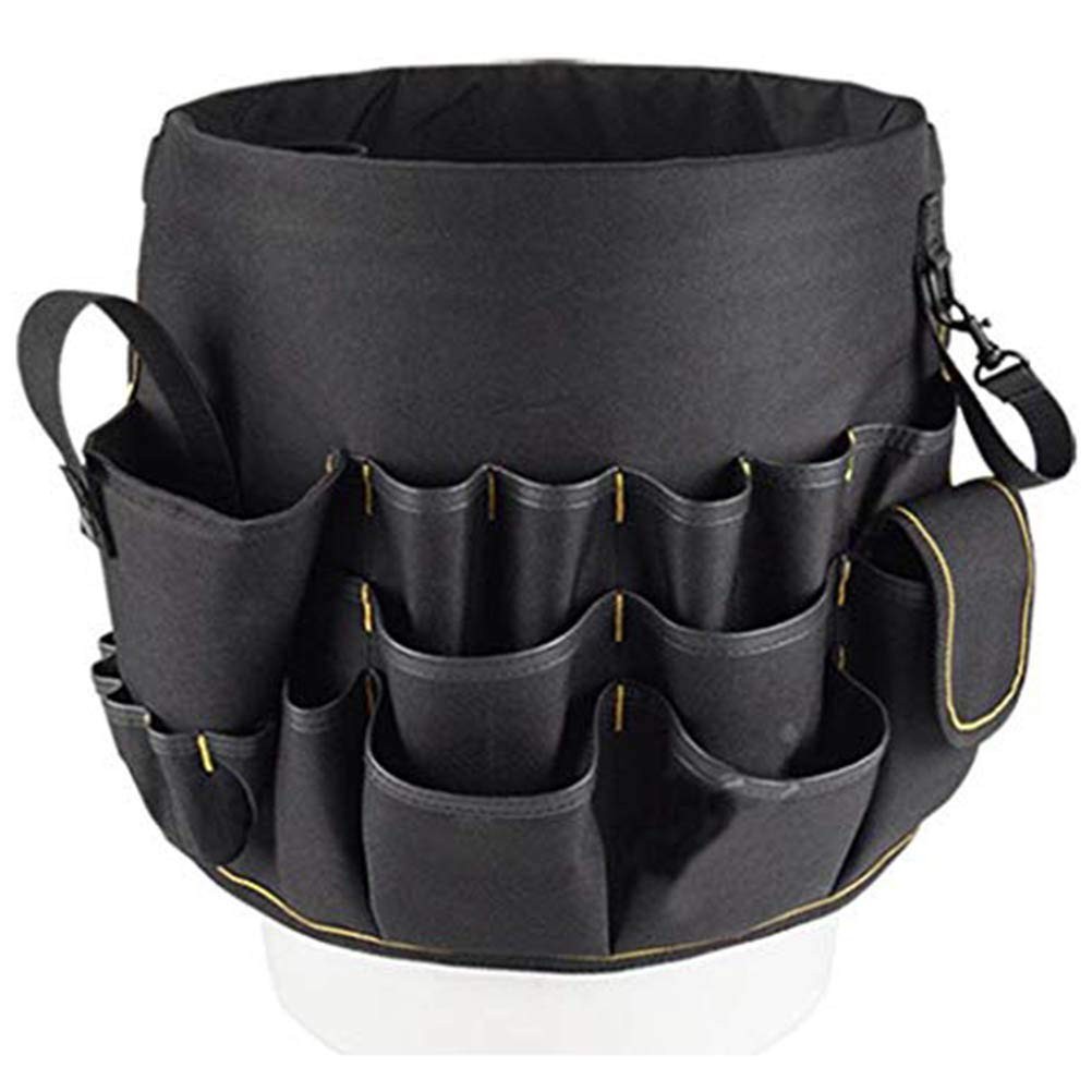 Black & Green Bucket Tool Organizer 56 Pockets Yard Lawn Construction Bag